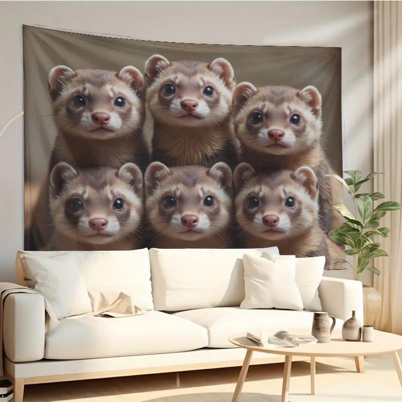 Home Decor Living Room Ideas - Cute Ferret Group Tapestry Wall Hanging