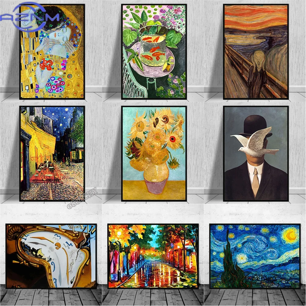 Watercolor Poster Print - Famous Artist Salvador Dali,Van Gogh,Gustav Klimt