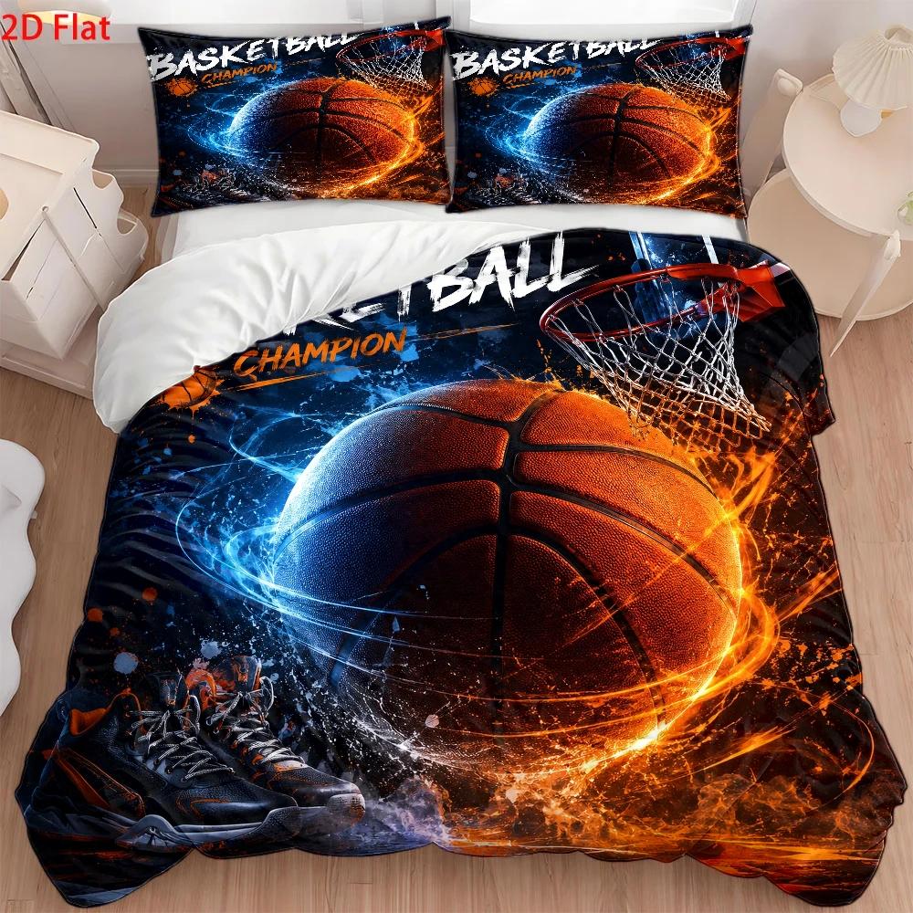 Home Decor Minimalist Style - 3Pc Basketball-Themed Printed Duvet Cover Set,
