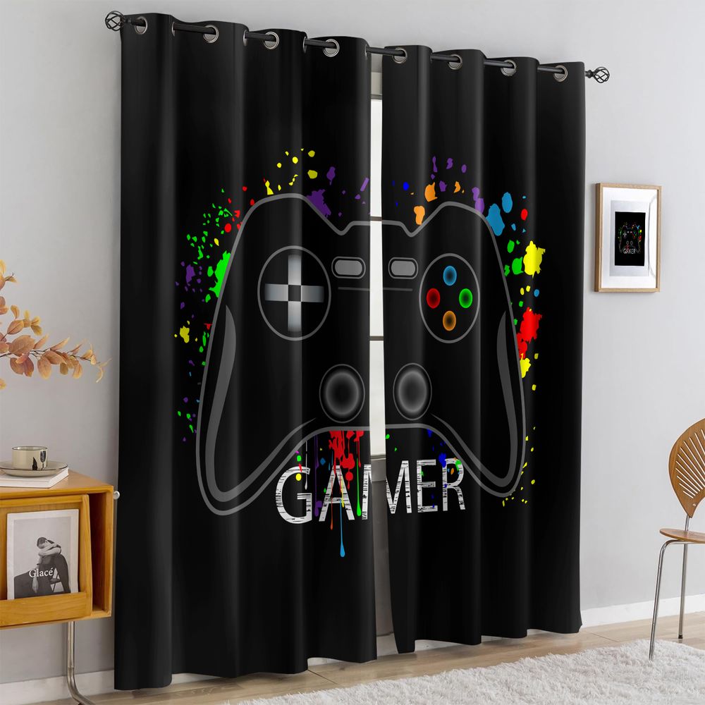 Home Decor Youtube Videos - 2Pc Gamer Video Game Pattern Curtains