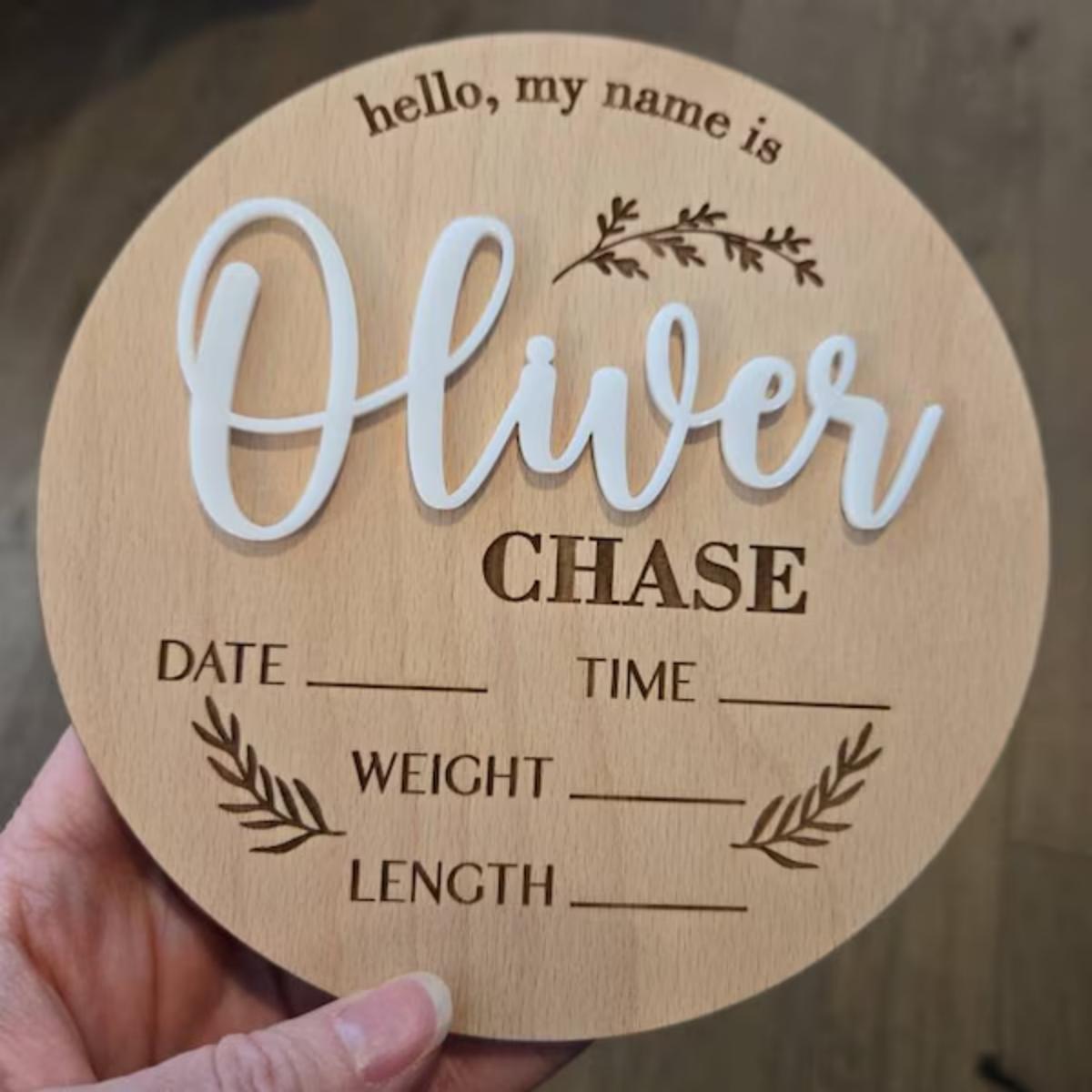 Home Decor Xmas - 1Pc Custom Baby Announcement Sign Wooden