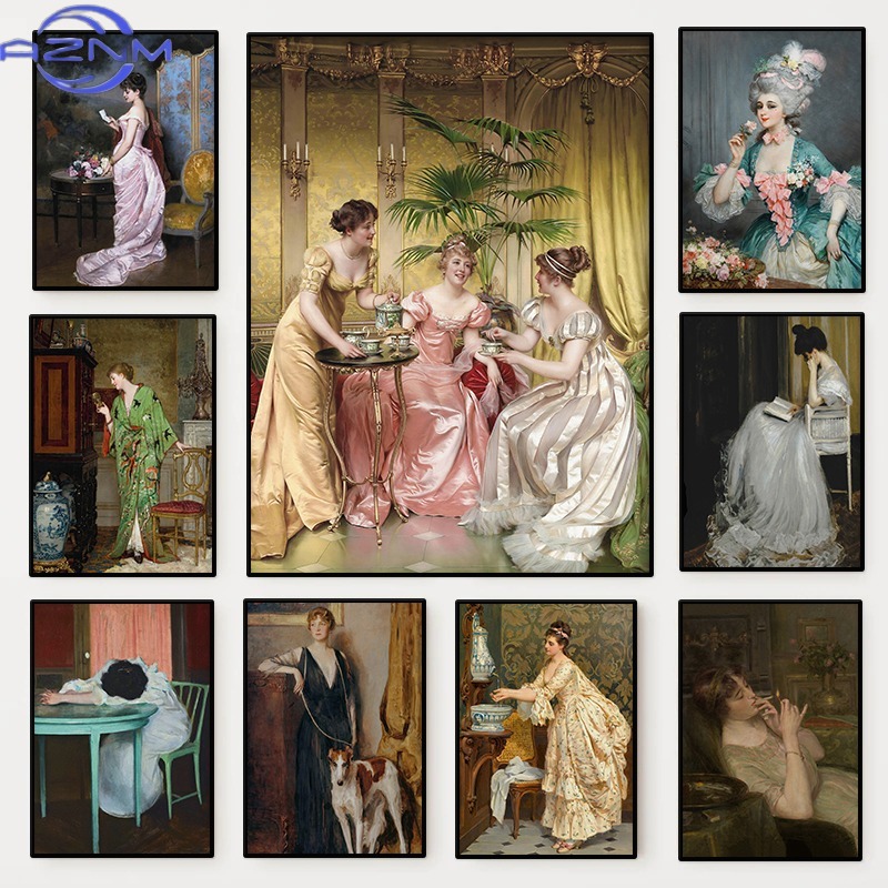 Watercolor Poster Print - The Renaissance Women Portrait Poster Vintage