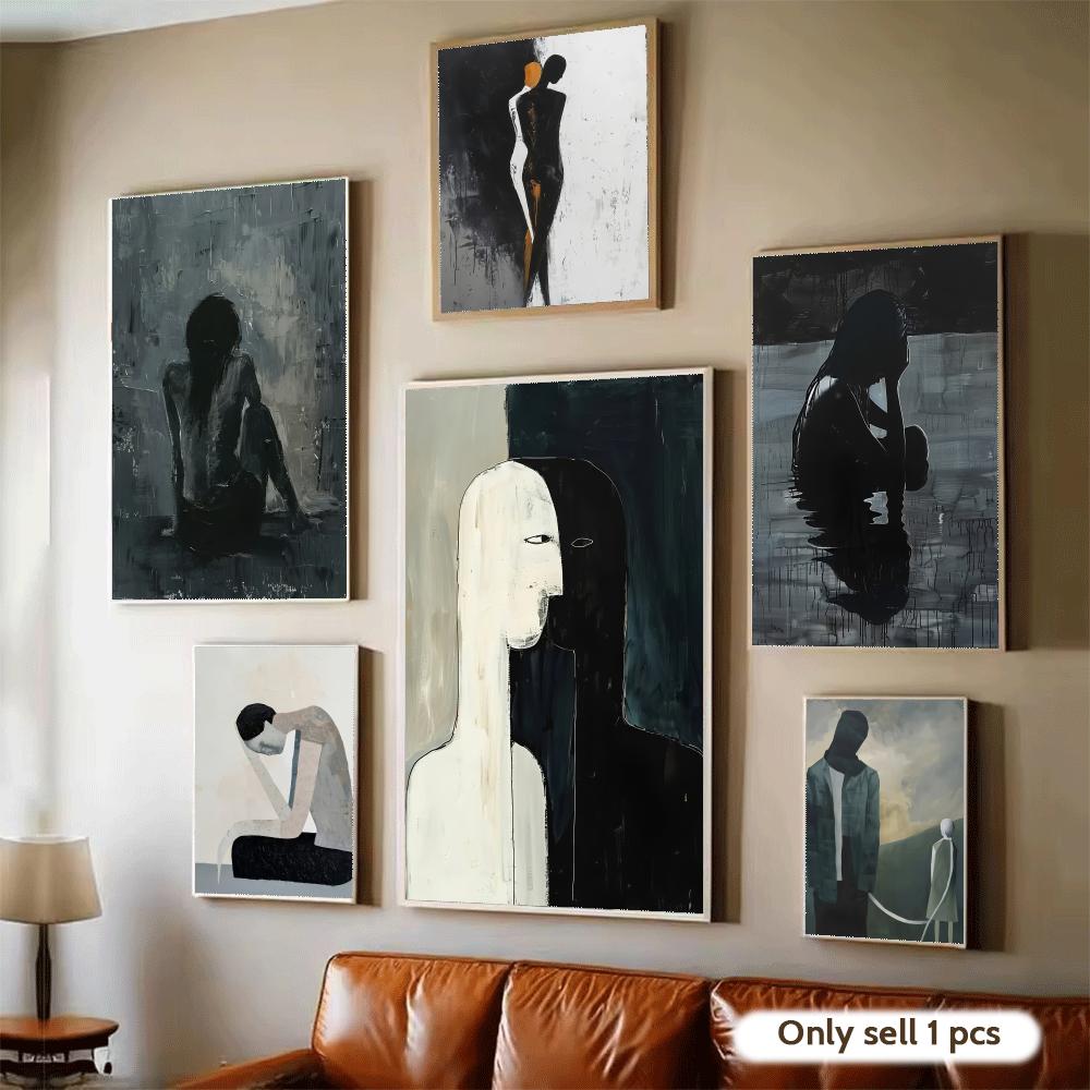 Home Decor Living Room Ideas - Dark Paintings Art Design Poster Modern