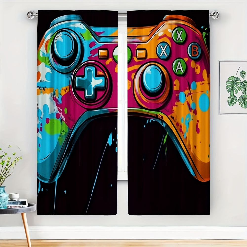 Home Decor Youtube Videos - 2PC Video Game Gamer Controller Curtains