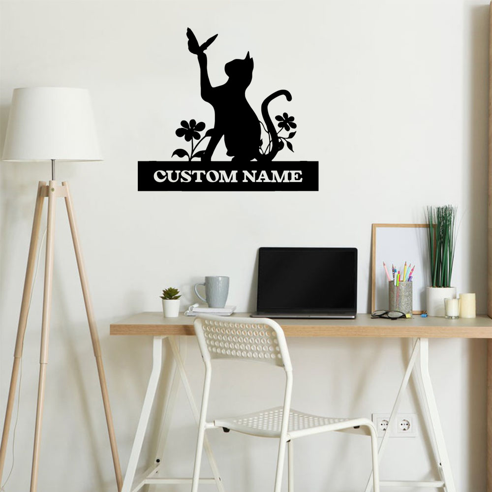 Home Decor Wall Stickers - 1PC Creative Cat Customized Text Diy