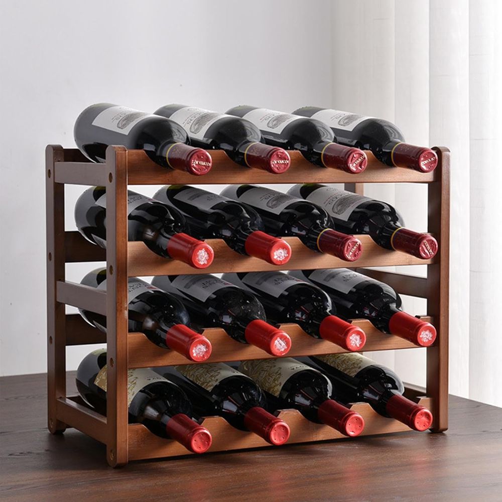Home Decor Minimalist Style - 16 Bottle Wooden Wine Rack, 4