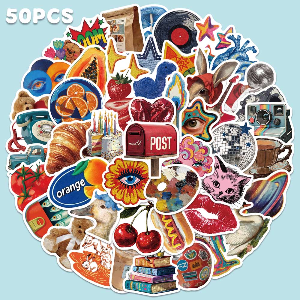Home Decor Magazine - 50pcs Vintage Y2K Sticker Fashion Coll