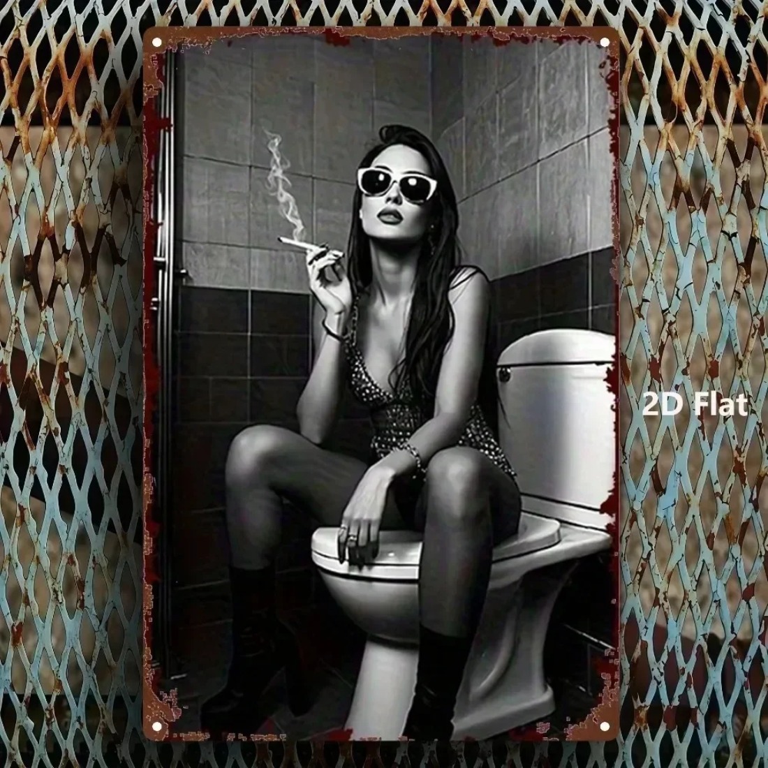 Home Decor Gothic - Vintage Gothic Smoking Lady Metal Wall