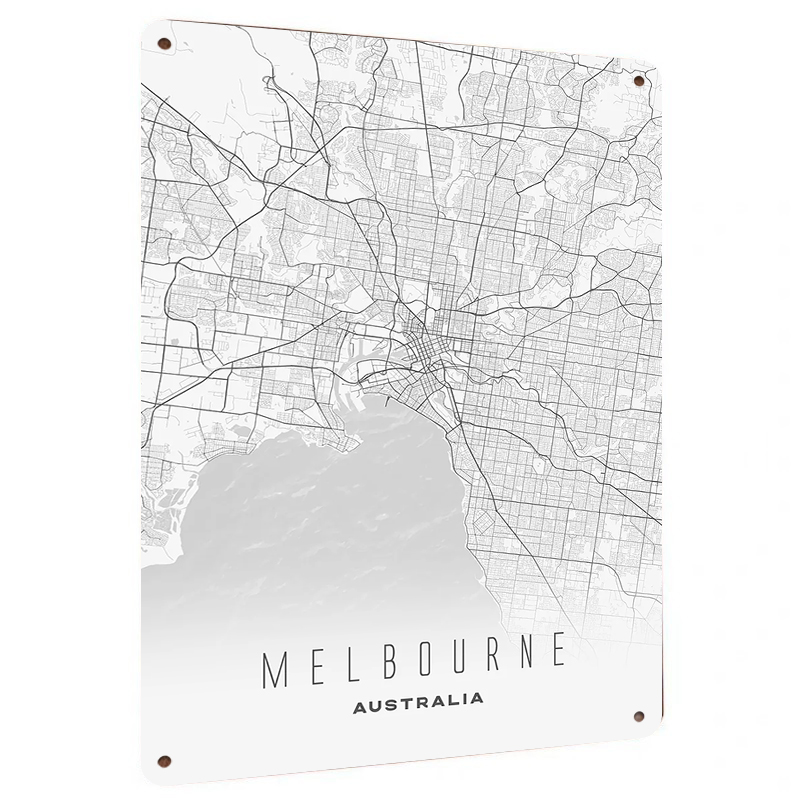 Home Decor Melbourne - Melbourne City Map Metal Wall Art