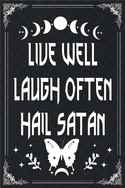 Home Decor Gothic - Goth Metal Tin Sign Live Well
