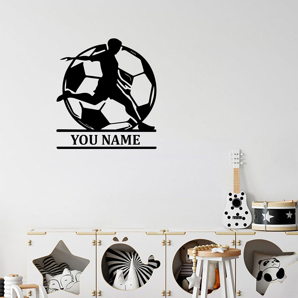 Home Decor Wall Stickers - 1PC Fashion Soccer Customized Text Home