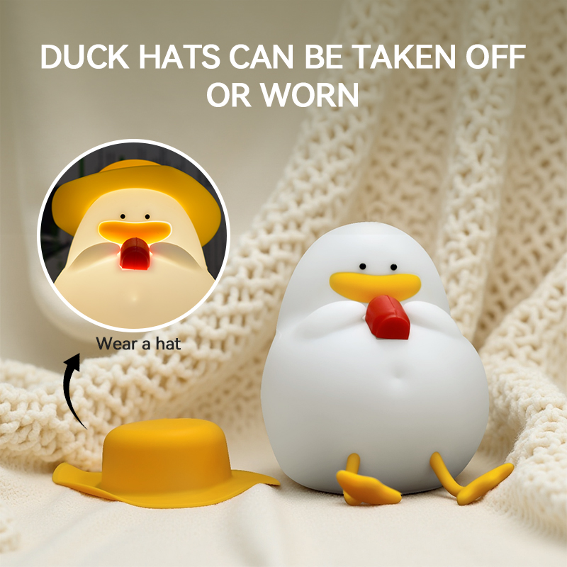Home Decor Light - Happy Duck Night Light,Touch-Control Bedside Lamp,Chargable