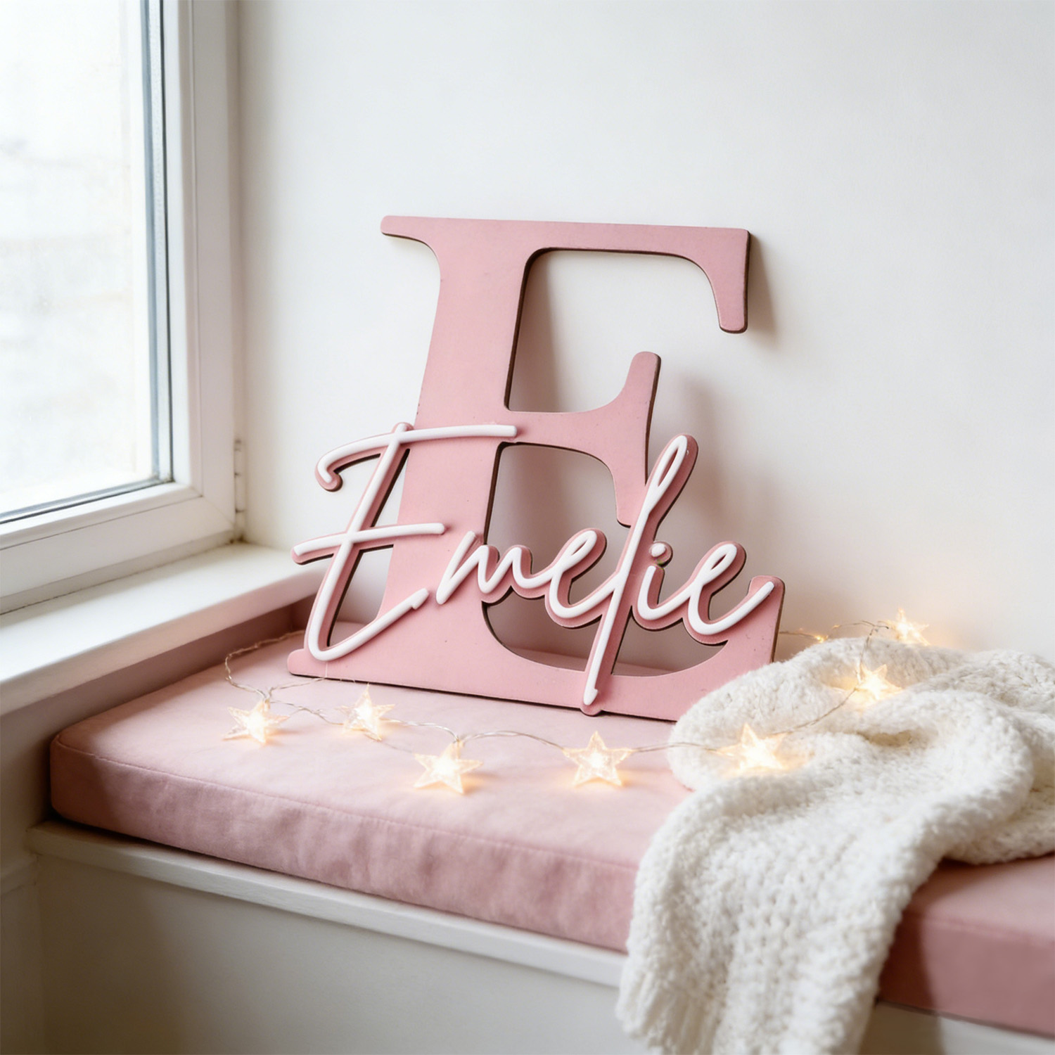 Home Decor Xmas - 1pc Double-layer Wooden Name Decoration Plaque,