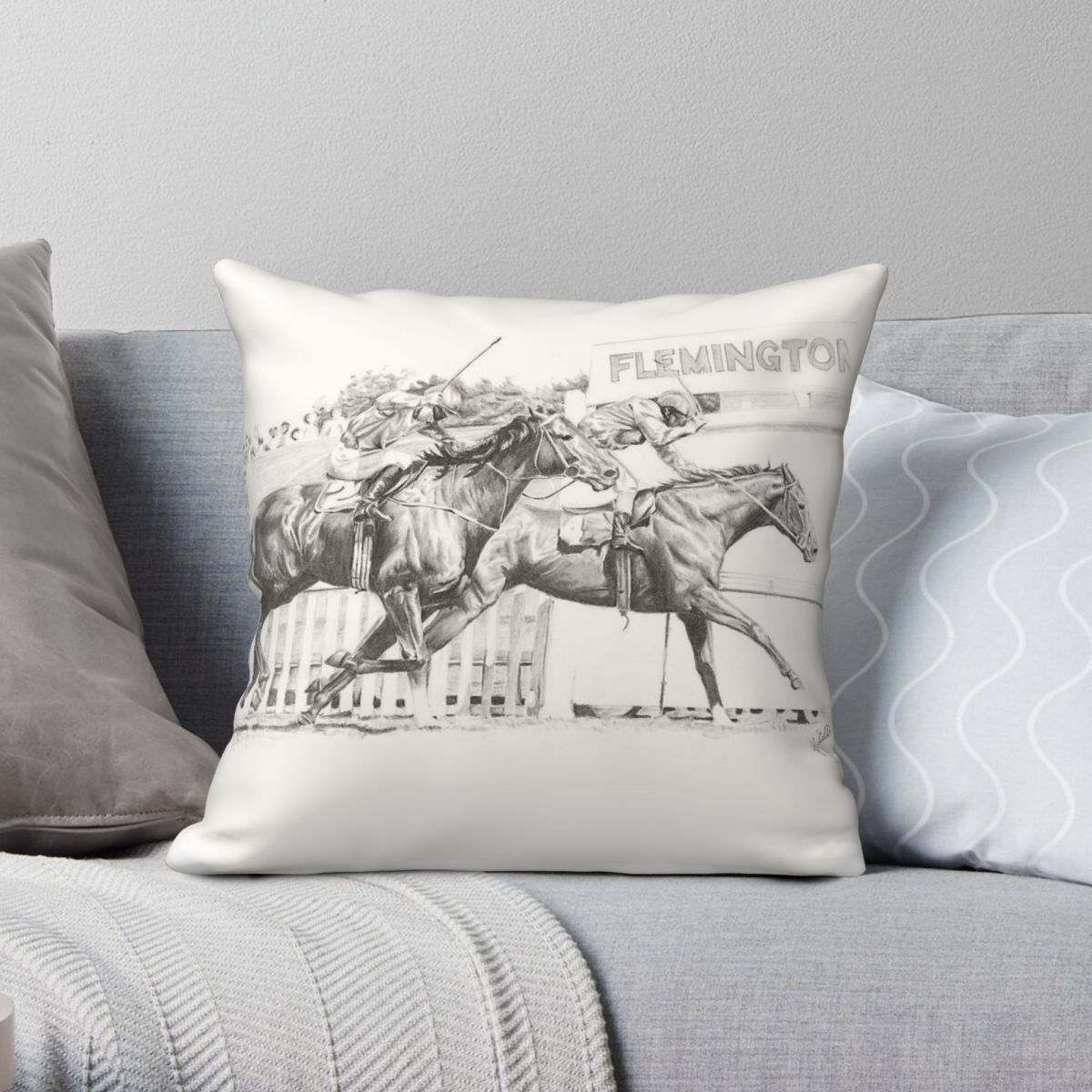 Home Decor Melbourne - Melbourne Cup Dressage Pillowcase Polyester Linen