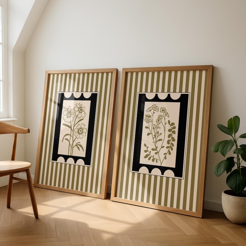 Home Decor Minimalist Style - 2pcs/set Bohemian Style Plant Art Canvas
