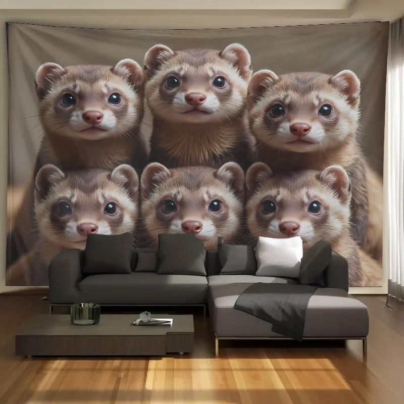 Cute Ferret Group Tapestry Wal - огляд і ціна Home Decor Living Room Ideas