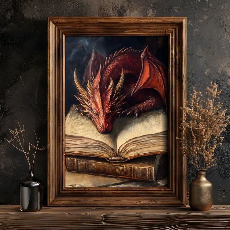 Large Dragon Reading Book Post - огляд і ціна Home Decor Gothic