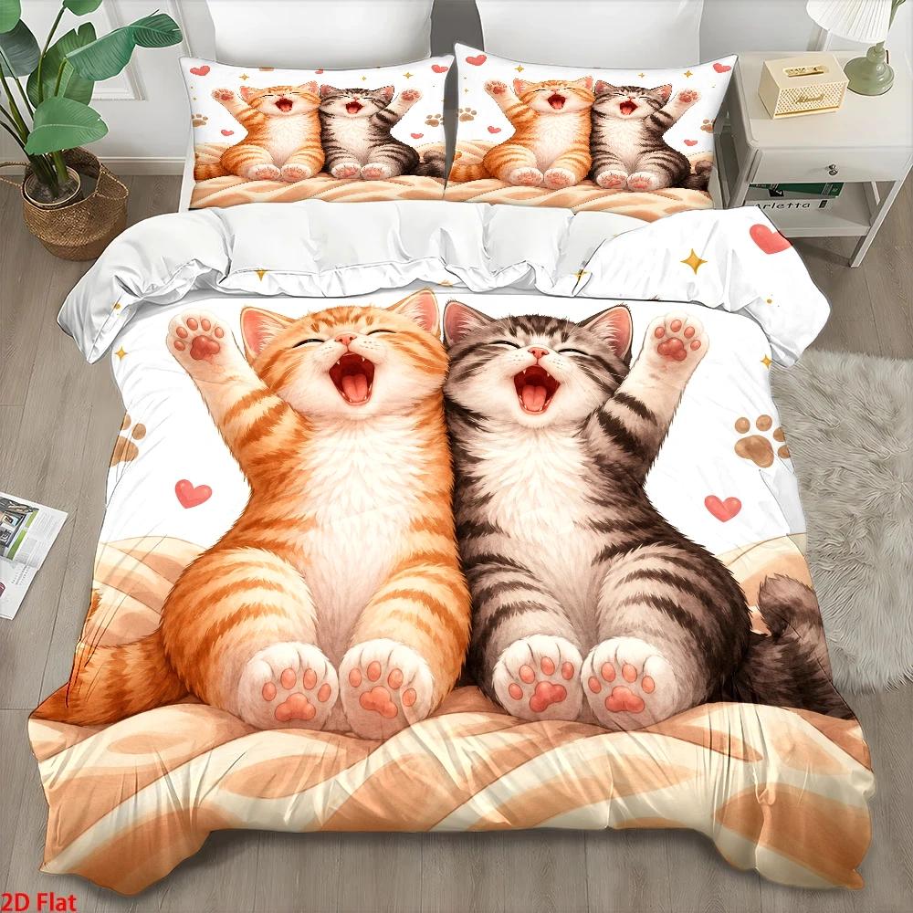 3Pc Cute Cat Print Duvet Cover - огляд і ціна Home Decor Minimalist Style