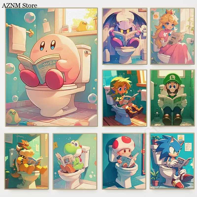 Funny Bathroom Cartoon Video G - огляд і ціна Watercolor Poster Print