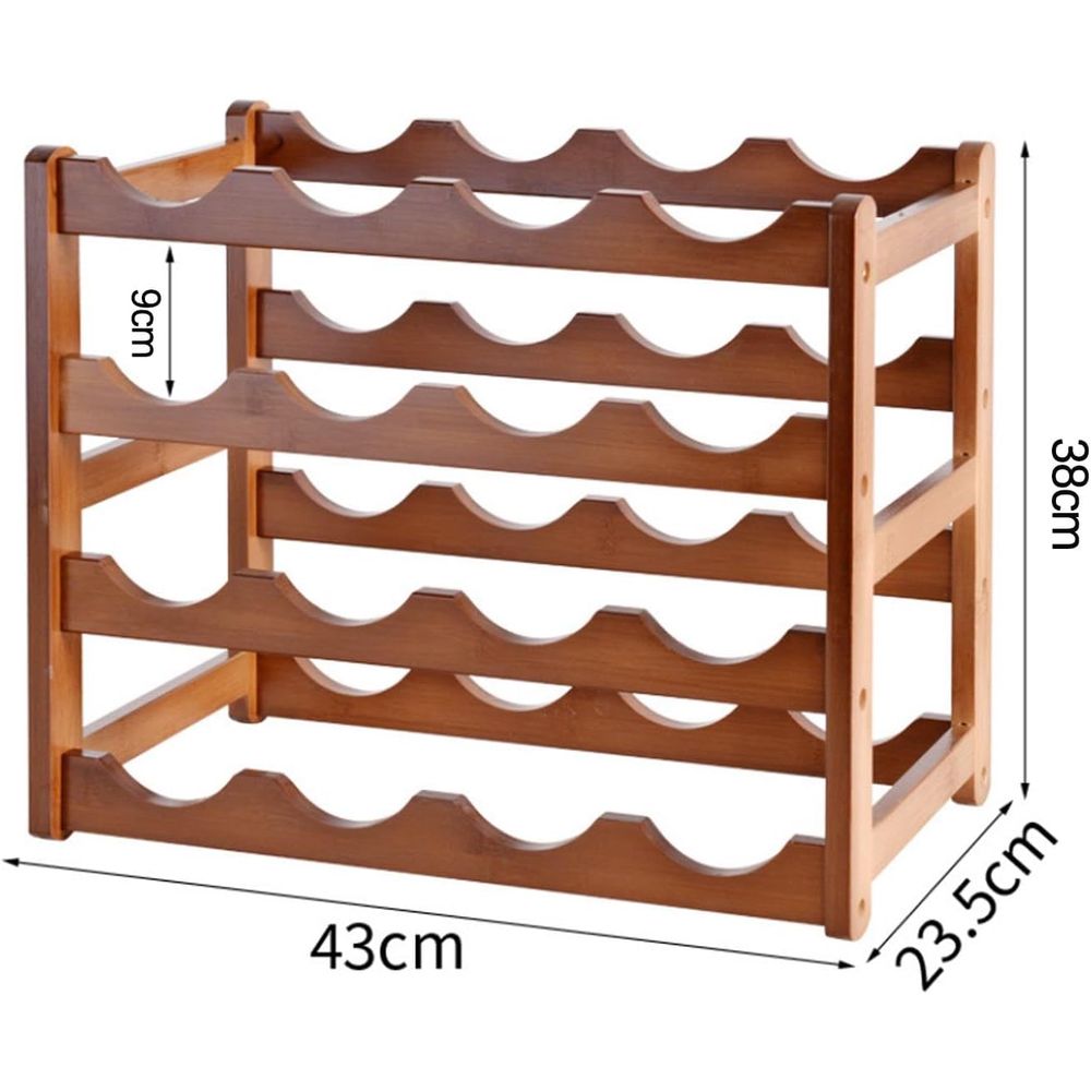 16 Bottle Wooden Wine Rack, 4  - огляд і ціна Home Decor Minimalist Style
