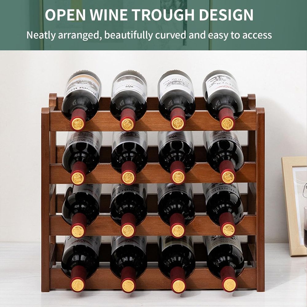 16 Bottle Wooden Wine Rack, 4  - огляд і ціна Home Decor Minimalist Style