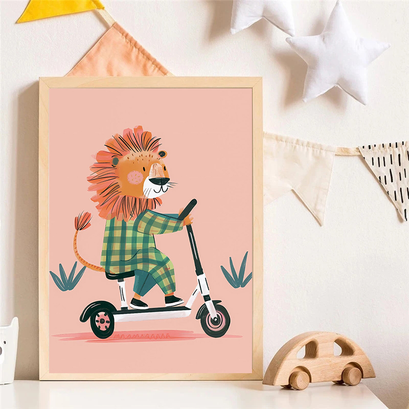 Dog Airplane Lion in Car Anima - огляд і ціна Watercolor Poster Print