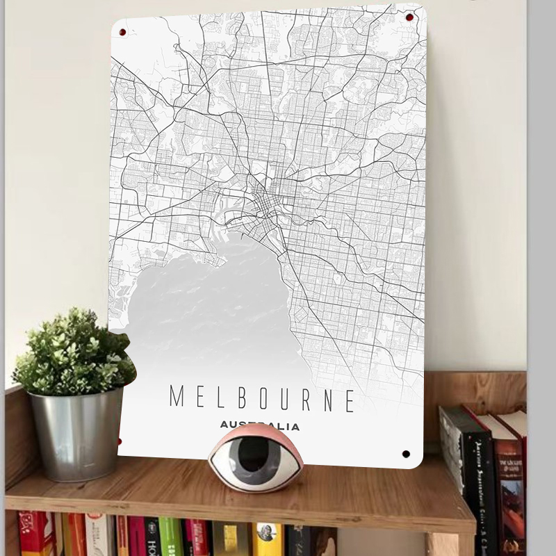 Melbourne City Map Metal Wall  - огляд і ціна Home Decor Melbourne