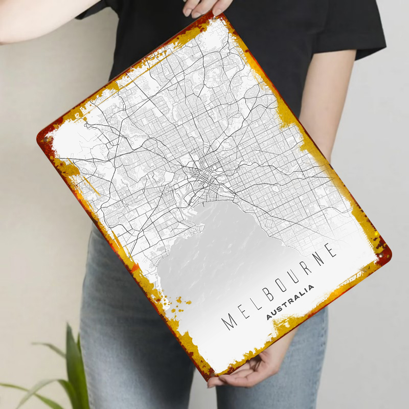 Melbourne City Map Metal Wall  - огляд і ціна Home Decor Melbourne
