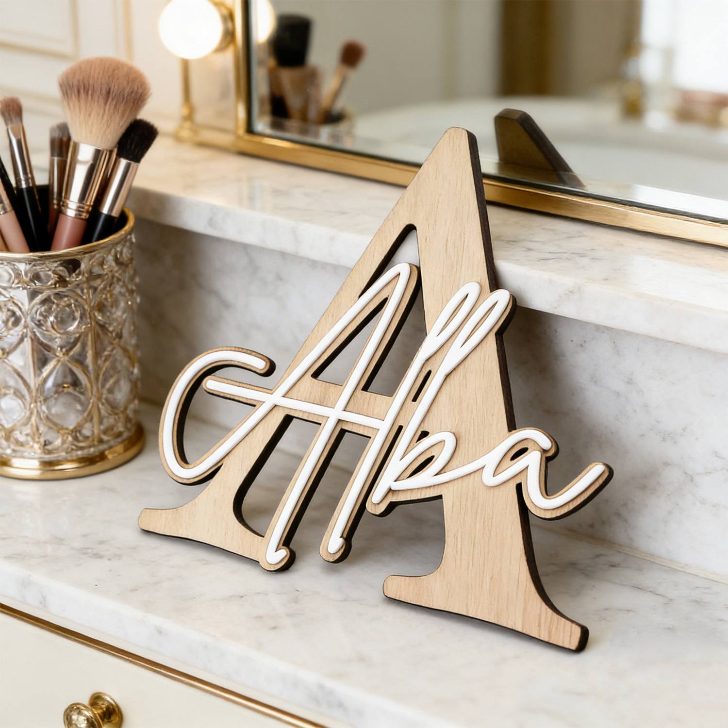 1pc Double-layer Wooden Name D - огляд і ціна Home Decor Xmas