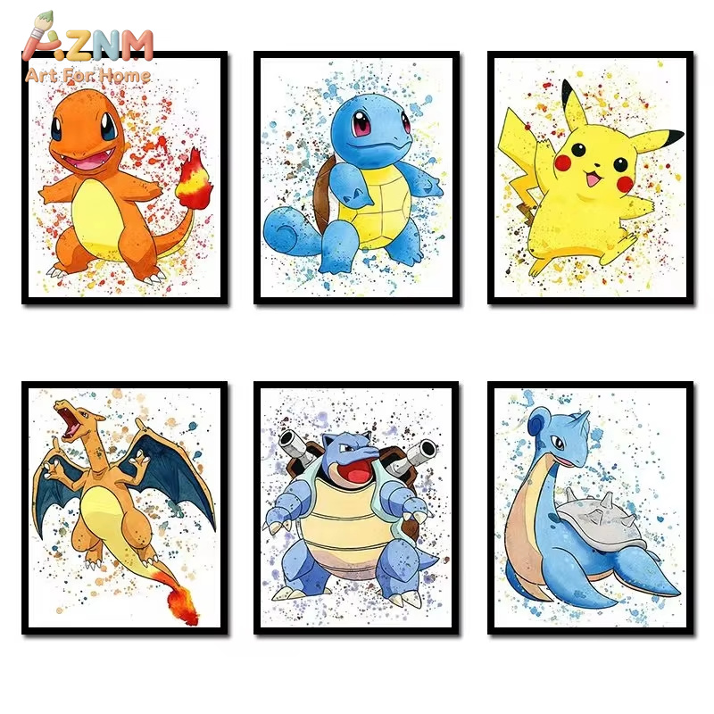 1PC ，Anime Pokemon Canvas Pain - огляд і ціна Watercolor Poster Print